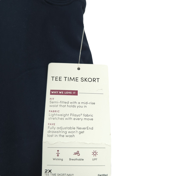 Athleta Women 2x Plus Tee Time Skort Navy Blue Zip Pockets Pull On Stretch NEW - Picture 4 of 7